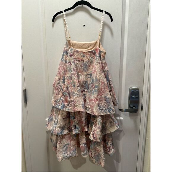 Elliatt Circe Tiered Baby Doll Lace Mini Dress in Pink Multi Size Small NWT - Picture 4 of 4